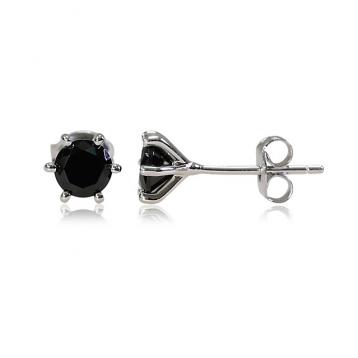 925 Silver 5.0mm Black Cubic Zirconia Earring
