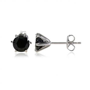 925 Silver 6.0mm Black Cubic Zirconia Earring