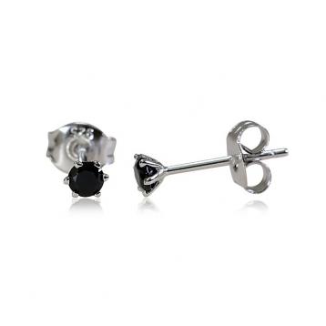 925 Silver 3.0mm Black Cubic Zirconia Earring