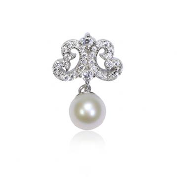 925 silver CZ fresh water pearl pendant
