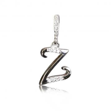 925 silver CZ alphabet pendant