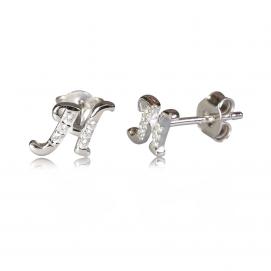 925 Silver Cubic Zirconia Alphabet Earring