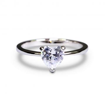 925 Silver 6*6mm  Heart Brilliant Cubic Zirconia Ring