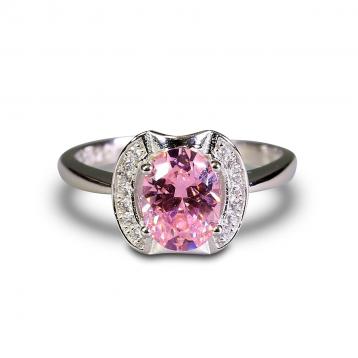 925 Silver Created Pink Sapphire Ring
