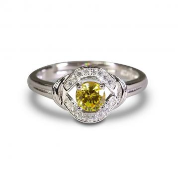 925 Silver Created Yellow Sapphire Ring