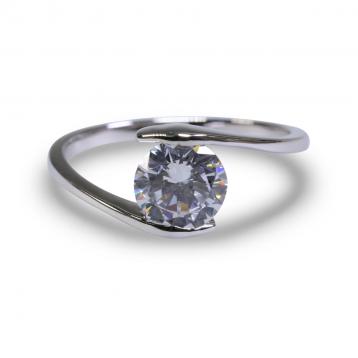 925 Silver 6.50mm Cubic Zirconia Ring