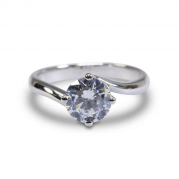 925 Silver 6.50mm Cubic Zirconia Ring