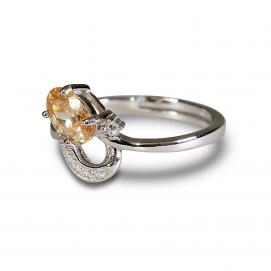 925 Silver Created Yellow Sapphire Ring