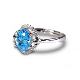 925 Silver Created Blue Topaz Ring