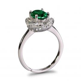 925 Silver Created Emerald Ring