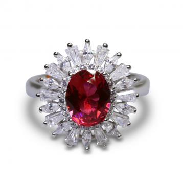 925 Silver Created Ruby Ring