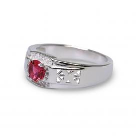 925 Silver Created Ruby Ring