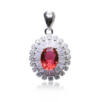 925 Silver Created Ruby Pendant