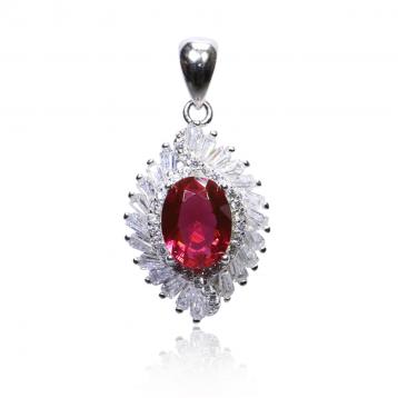 925 Silver Created Ruby Pendant