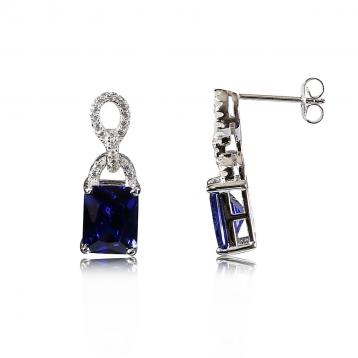 925 Silver Created Colour Stone Earring