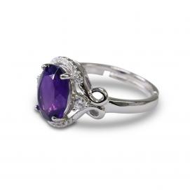 925 Silver Created Colored Stone Ring