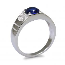 925 Silver Created Blue Sapphire Ring