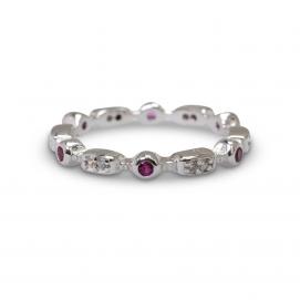 925 Silver Created Colour Stone Ring