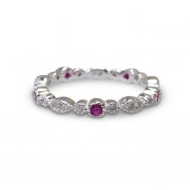 925 Silver Created Colour Stone Ring