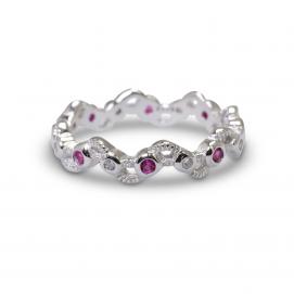 925 Silver Created Colour Stone Ring