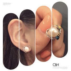 925 silver CZ fresh water pearl earring